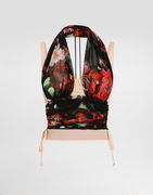 Dolce & Gabbana Floral Print Marquisette and Chiffon Corset Top