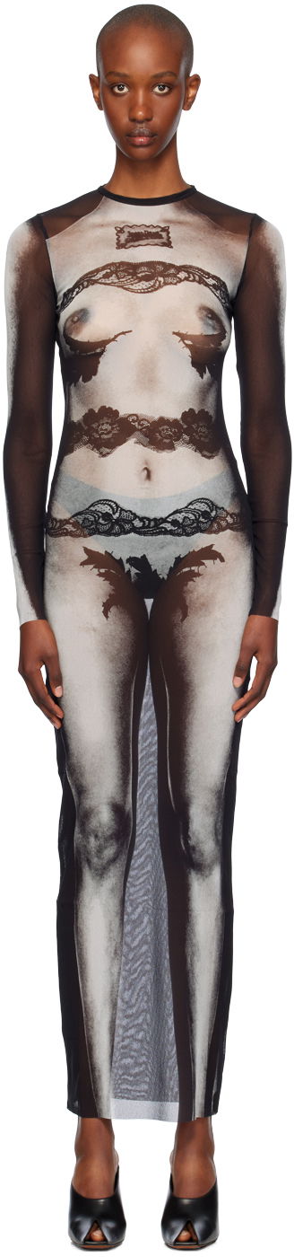 Gaultier Printed Mesh Maxi Dress