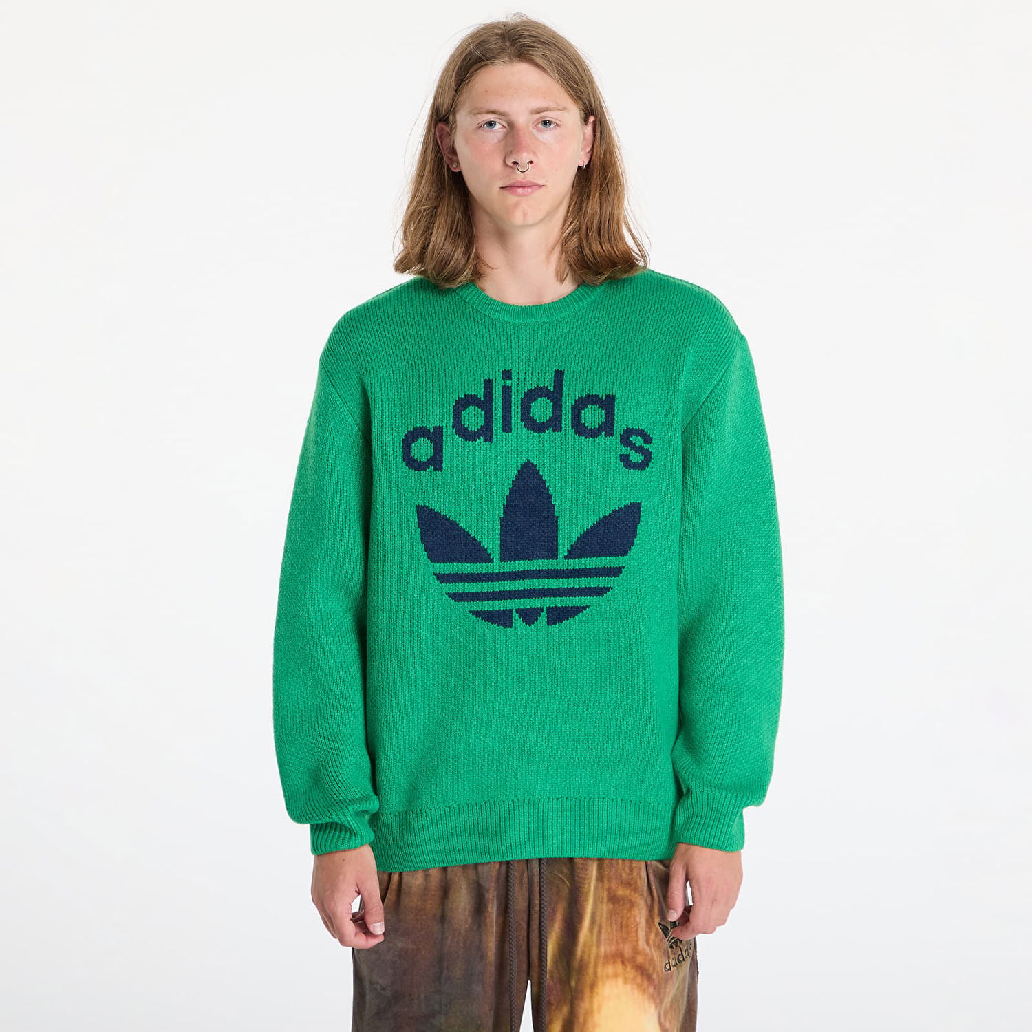 Sveter adidas Originals Knit Crewneck Green/ Night Indigo Zelené | JN5966, 0