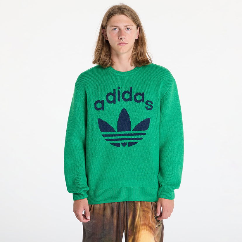 Sveter adidas Originals Knit Crewneck Green/ Night Indigo Zelené | JN5966