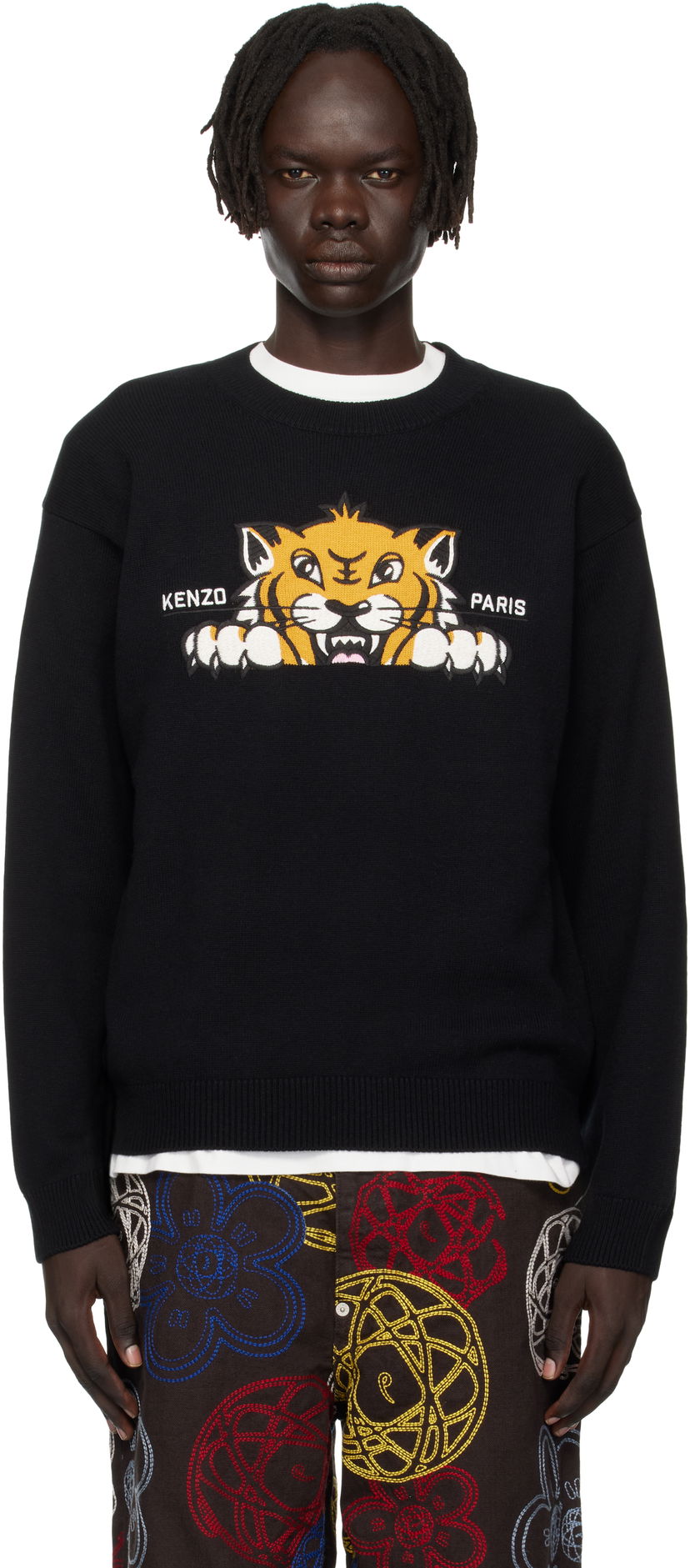 Sveter KENZO Kenzo Paris 'KENZO Happy Tiger' Embroidered Sweater Čierna | FF65PU7503LI
