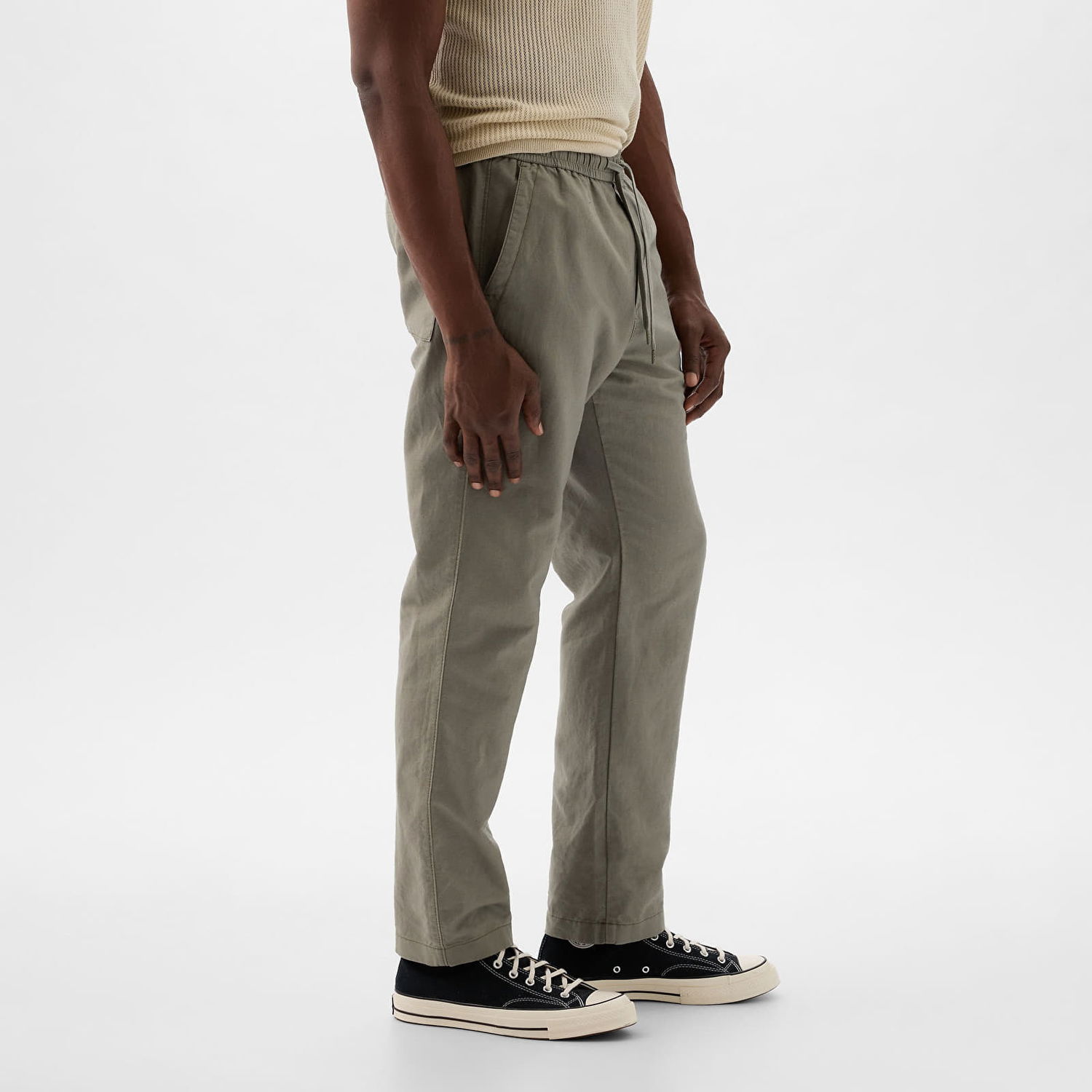 Nohavice GAP Linen Pull On Pants Army Jacket Green Zelené | 870590-00, 1