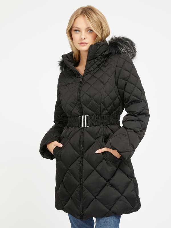 Prešívaná bunda GUESS Real Down Long Čierna | W3BL36WEX52, 0