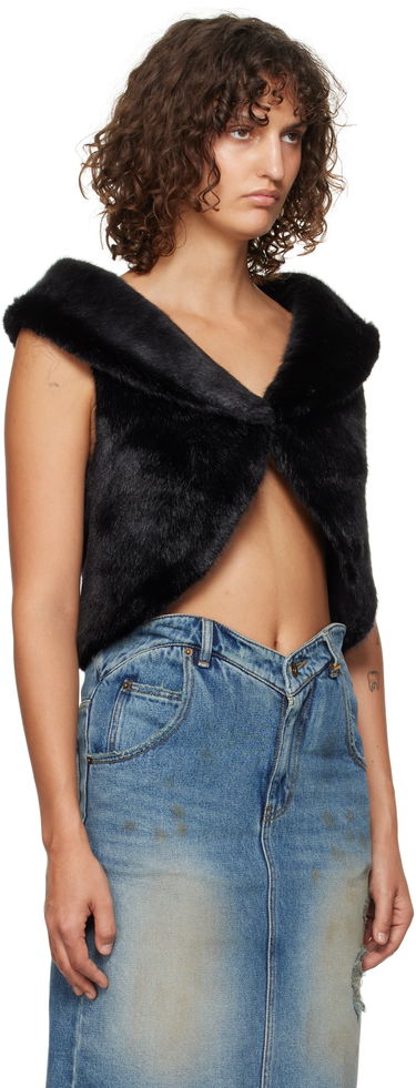 Vesta We11done We11done Cropped Faux-Fur Vest Čierna | WD-F93-24-026-W-BK, 1