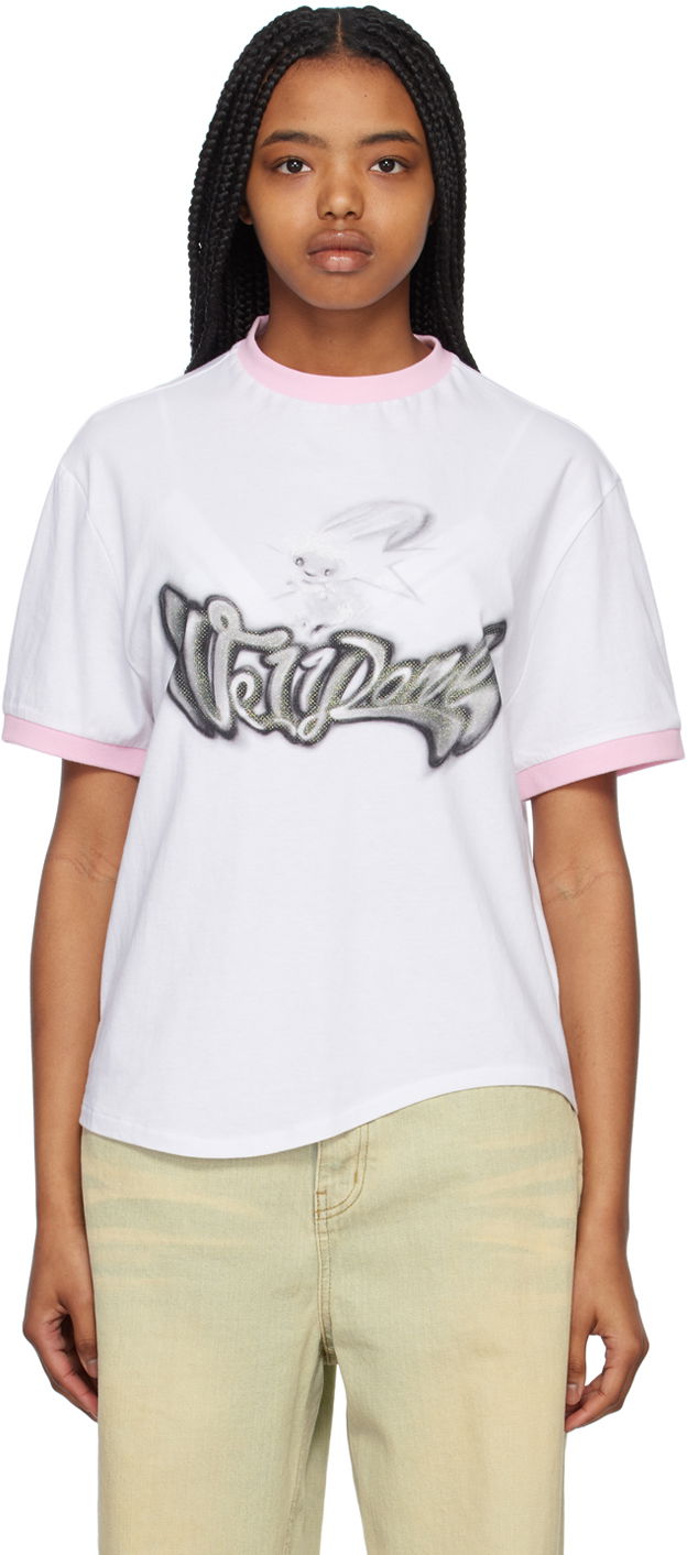 Tričko We11done We11done Crewneck T-Shirt with Rabbit Print Biela | WD-TT1-23-736-U-PK, 0