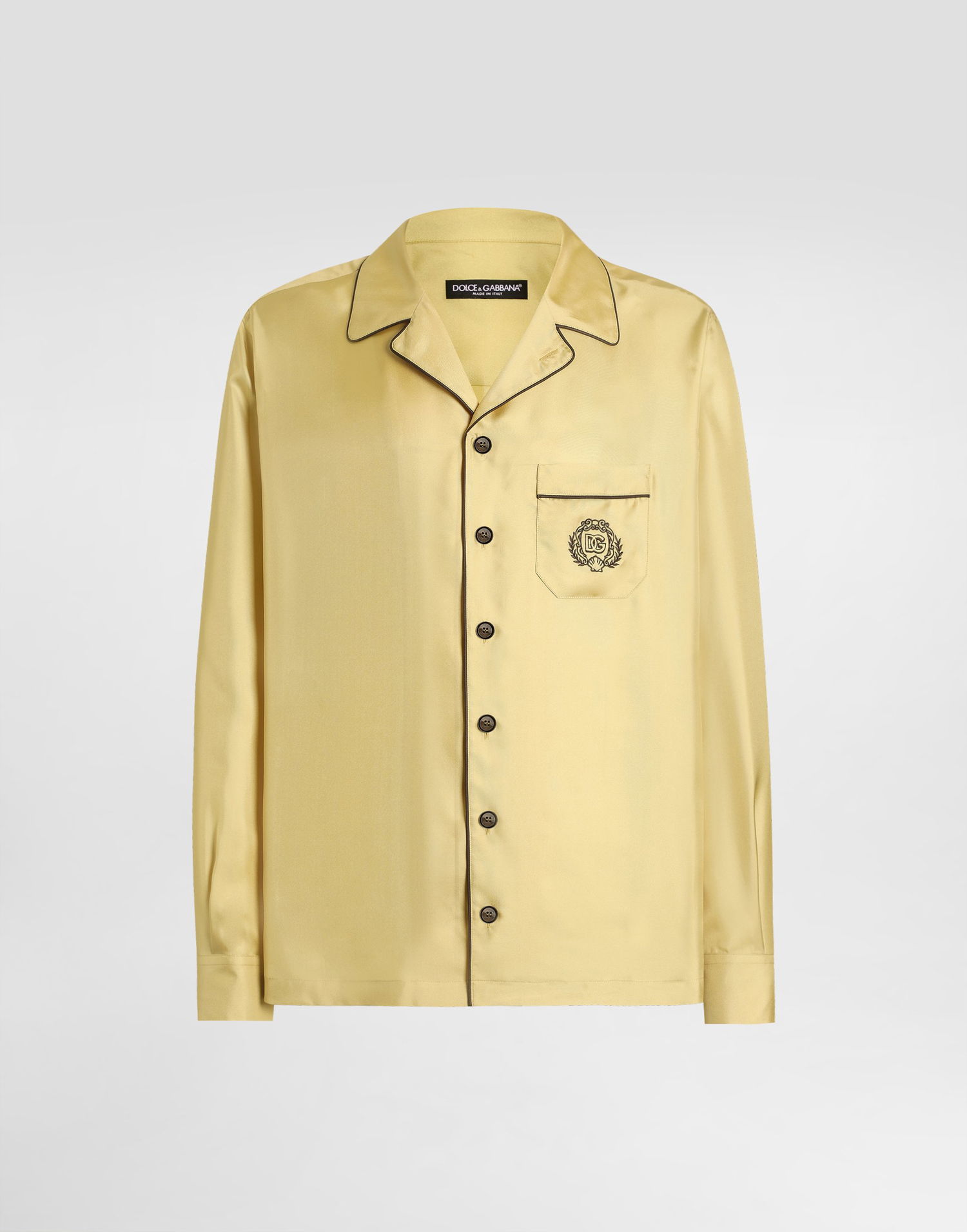 Košeľa Dolce & Gabbana Dolce & Gabbana Men's Silk Twill Vanity Shirt Žltá | G5IF1ZFU10SA0488, 0