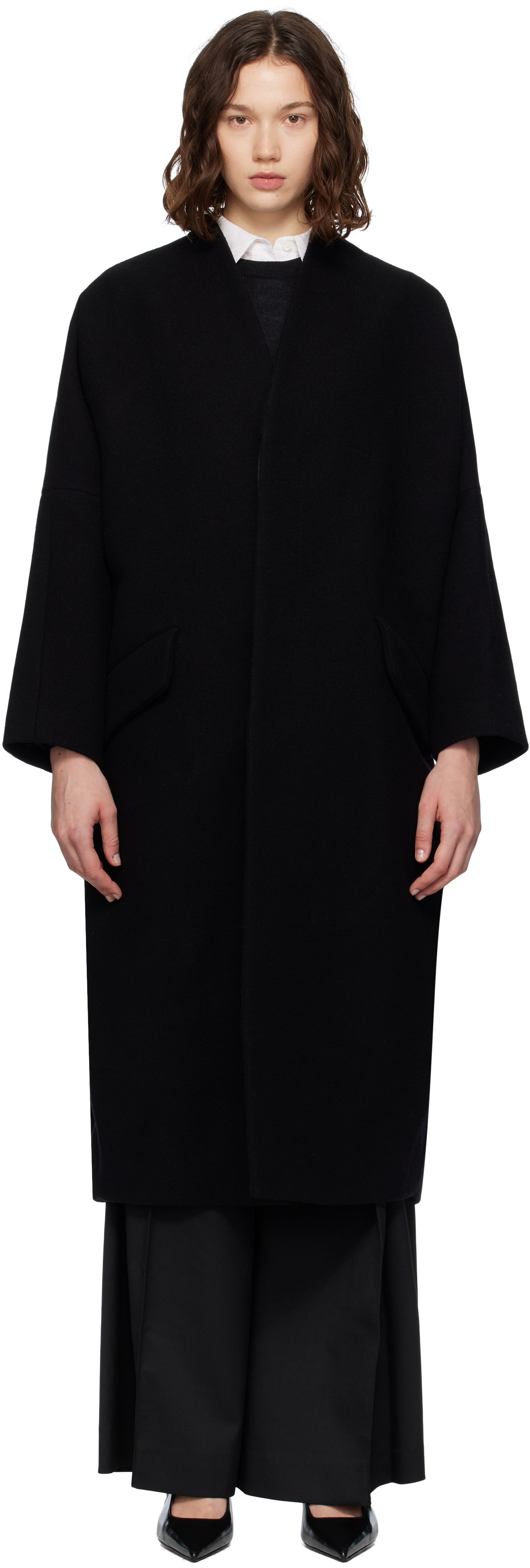 Kabáty Maison Margiela MM6 Maison Margiela Wool Felt Overcoat Čierna | S52AA0192 M35469, 0