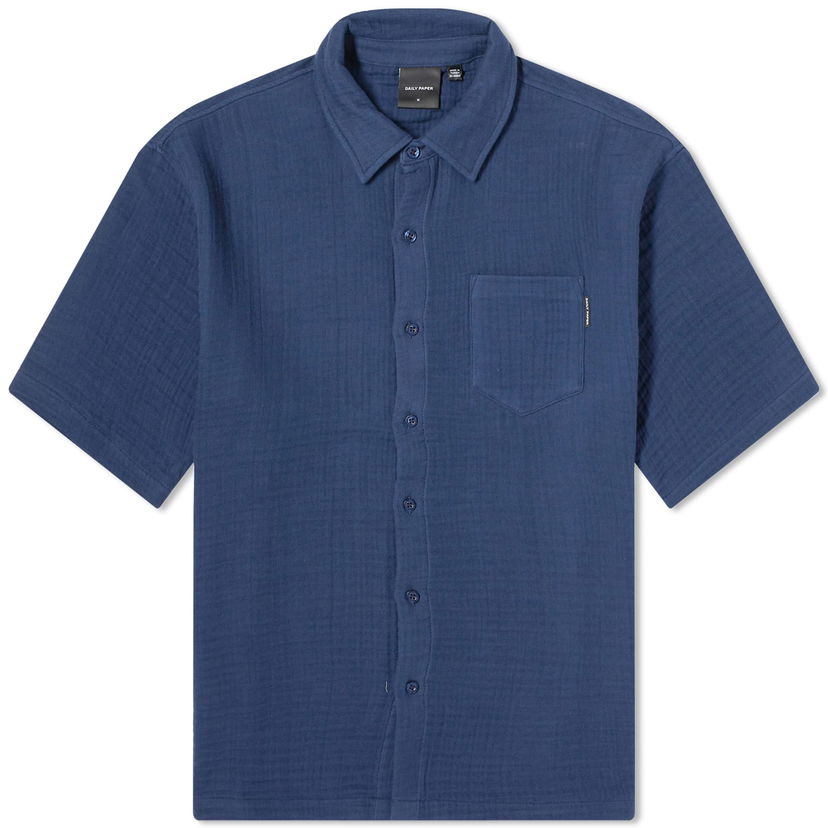 Polo tričko DAILY PAPER Enzi Seersucker Shirt Navy | 2411134