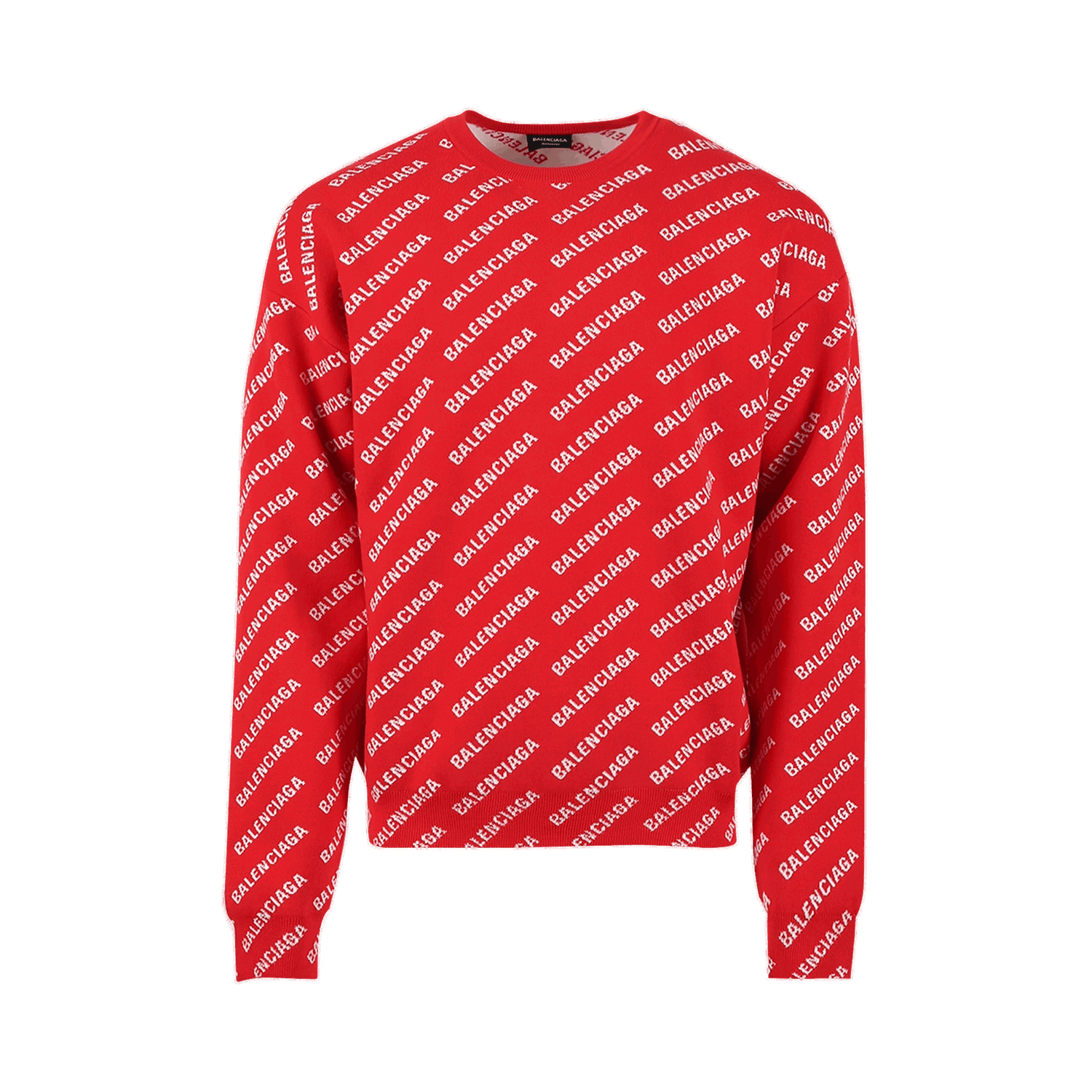 Sveter Balenciaga All Over Logo Crewneck Červená | 702952 T3233 6090, 0