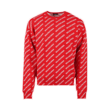 Sveter Balenciaga All Over Logo Crewneck Červená | 702952 T3233 6090, 0