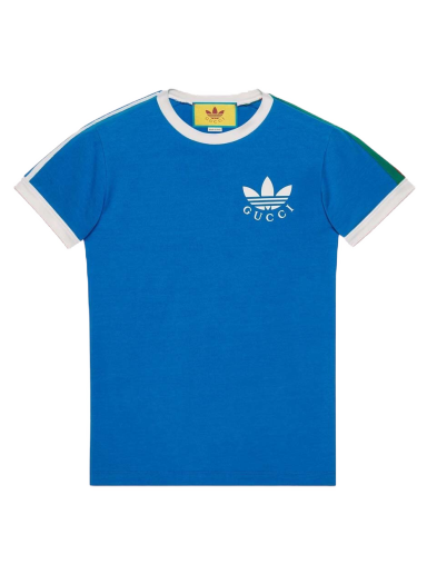 Tričko Gucci adidas x Trefoil Print T-shirt Modrá | 691637 XJEKL 4744