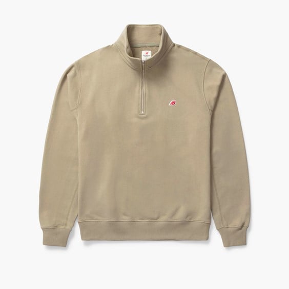 Mikina New Balance Made In Usa Quarter Zip Béžová | MT33544TCO, 0