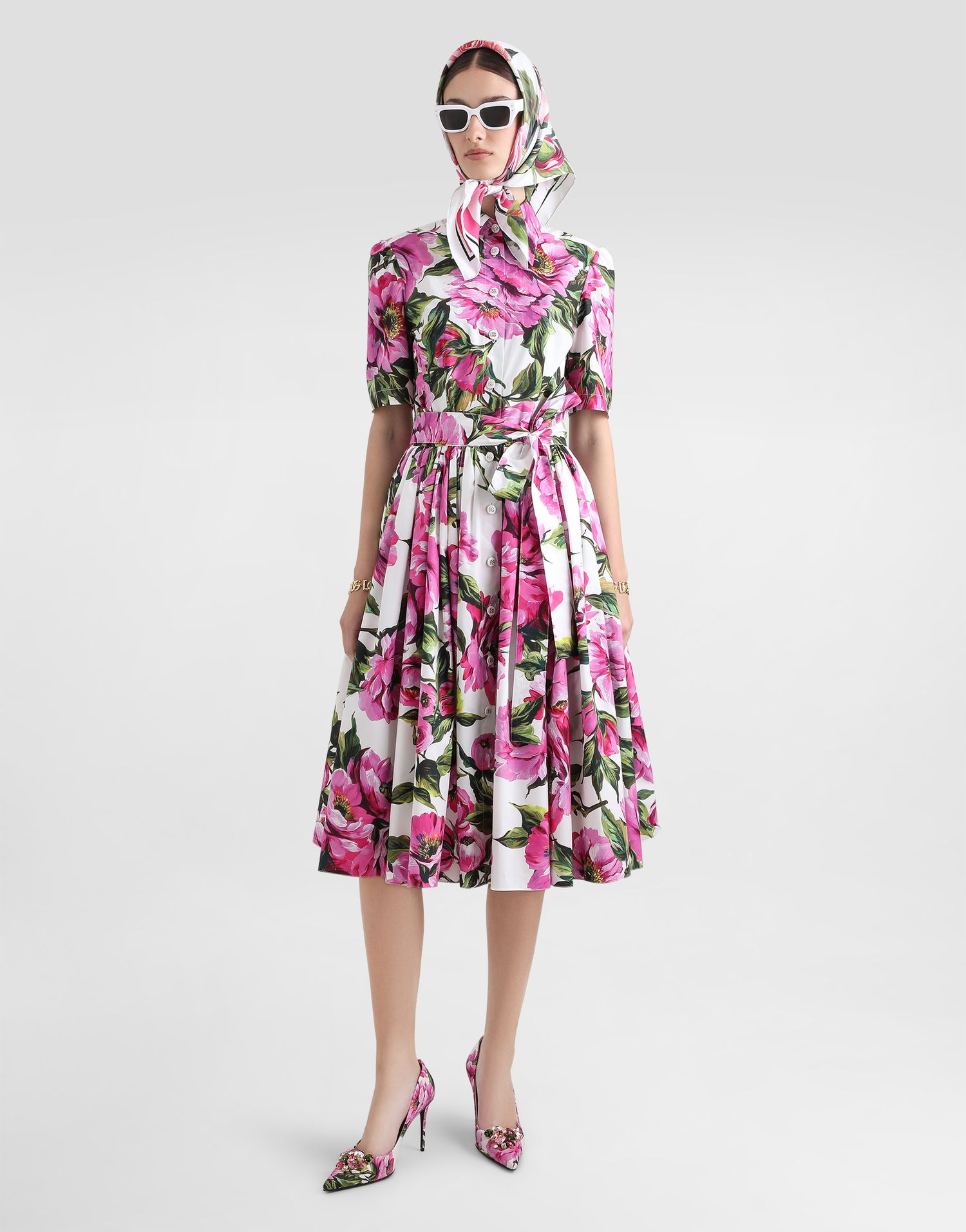 Šaty Dolce & Gabbana Dolce & Gabbana Cotton Jacquard Corset Dress with Floral Print Rôznofarebný | F6AGMTHS5S3HA5KR, 1