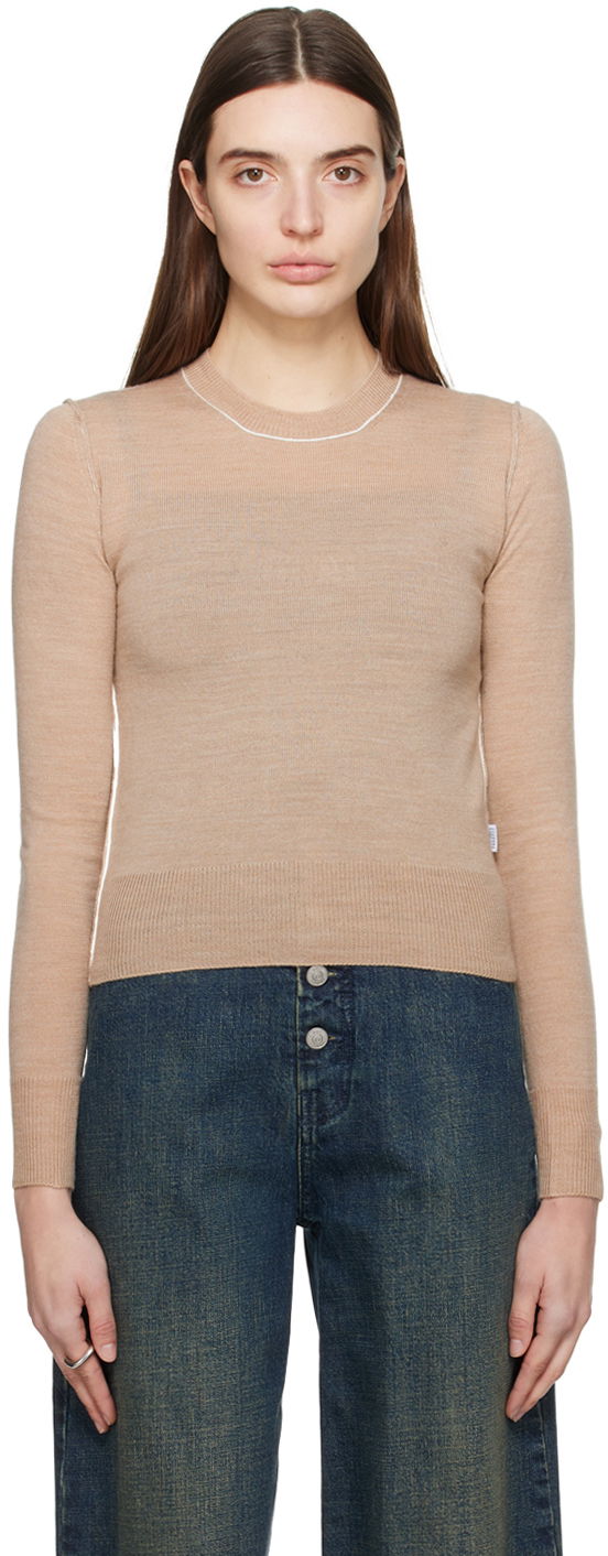 Sveter Maison Margiela MM6 Exposed Seam Sweater Béžová | S52HL0020 S18446