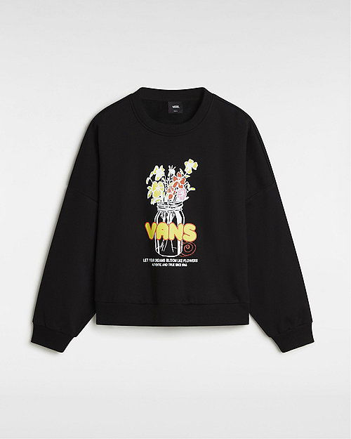 Mikina Vans Boquet Loose Crew Sweatshirt Čierna | VN000KH8BLK, 0