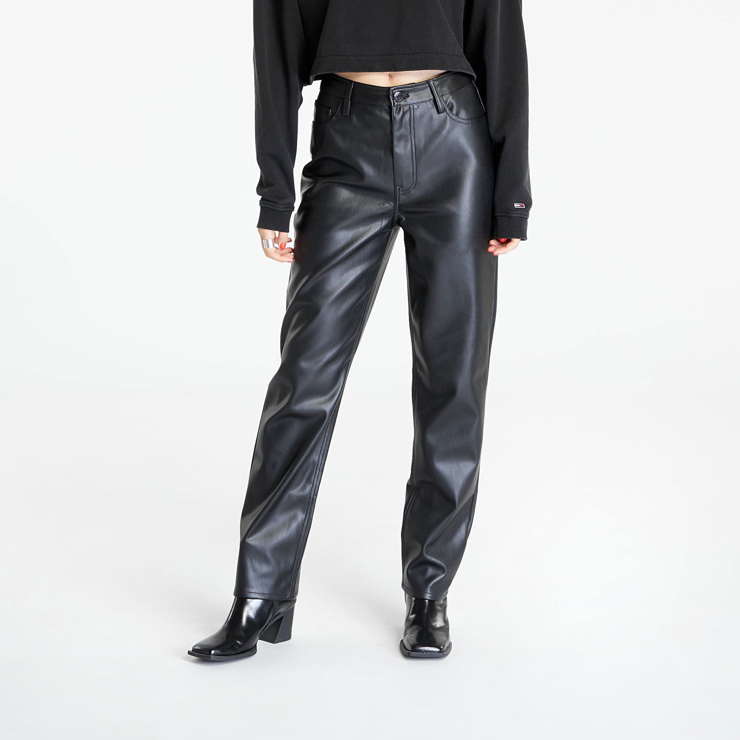 Nohavice a džínsy Tommy Hilfiger Julie Pleather Pants Čierna | DW0DW16945 BDS, 0