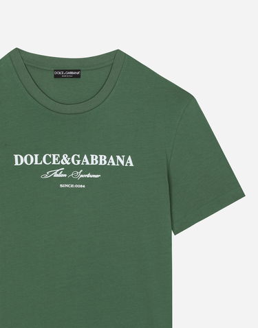 Tričko Dolce & Gabbana Cotton T-Shirt With Logo Print Zelené | G8RN8TG7NXXS9000, 2