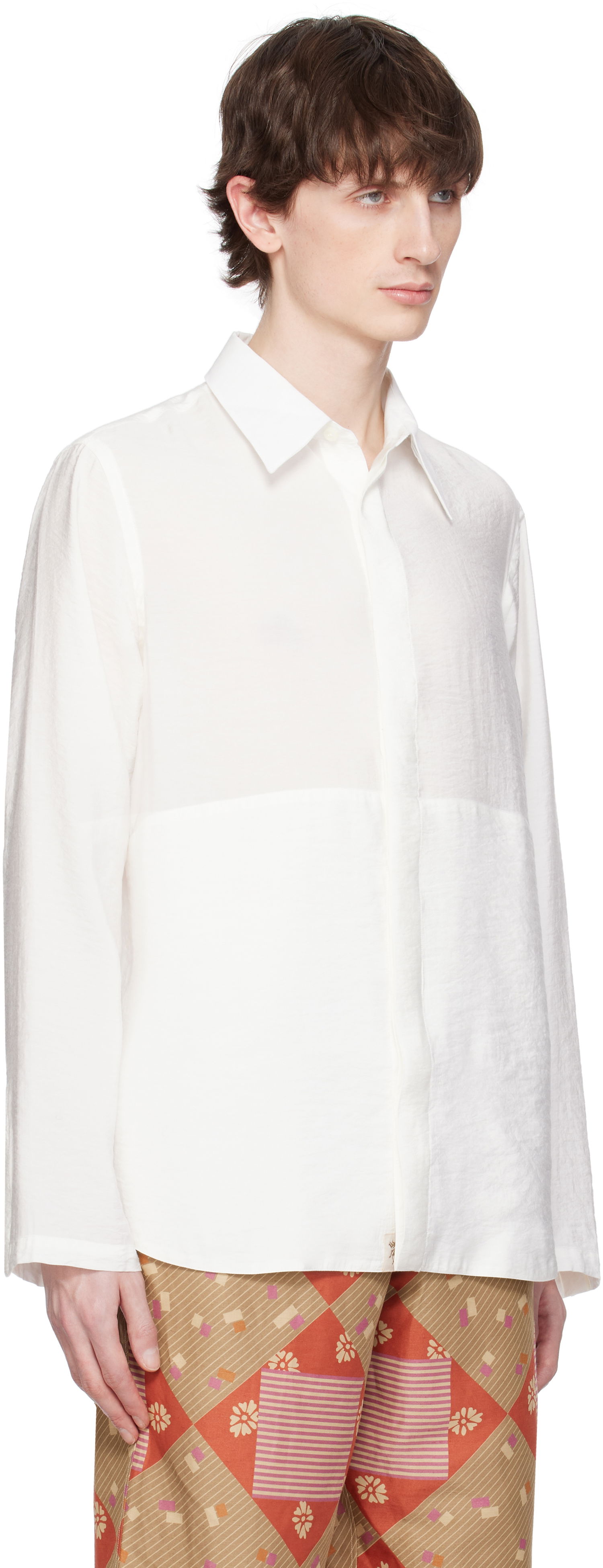 Košeľa Ranra RANRA Maker Gauze Modal Poly Classic Shirt Biela | AMSS25LS01550, 1