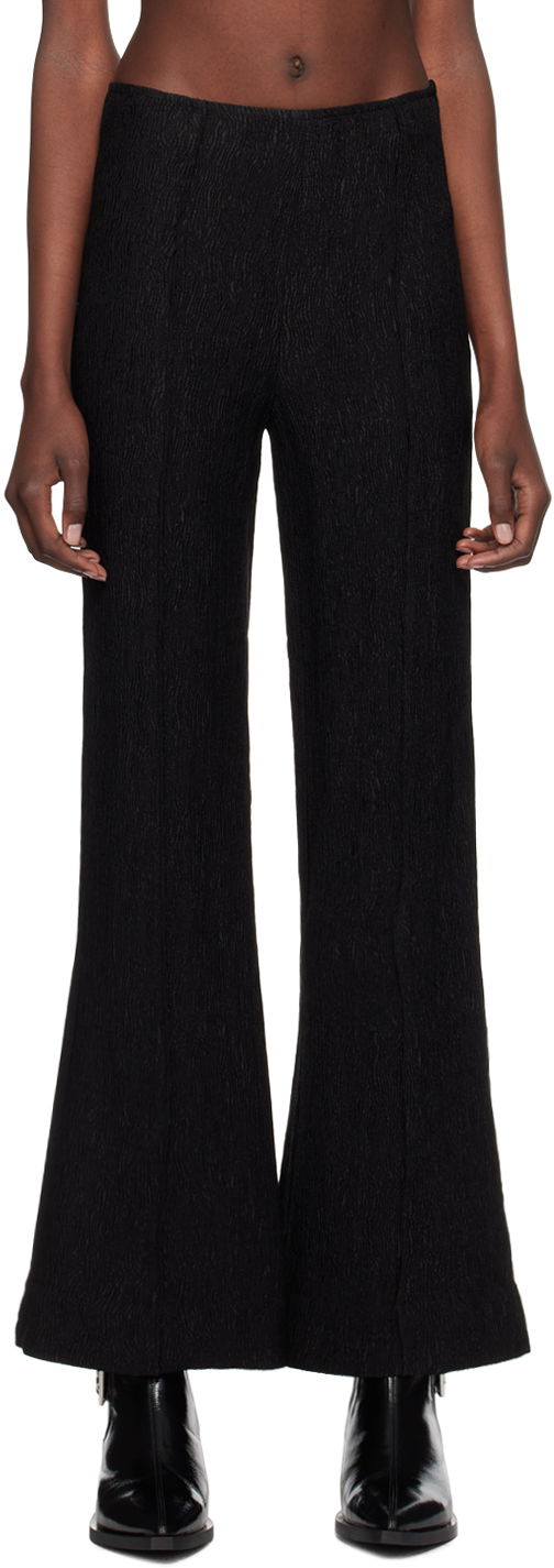 Nohavice GANNI Black Stretch Flared Trousers Čierna | F9396, 0