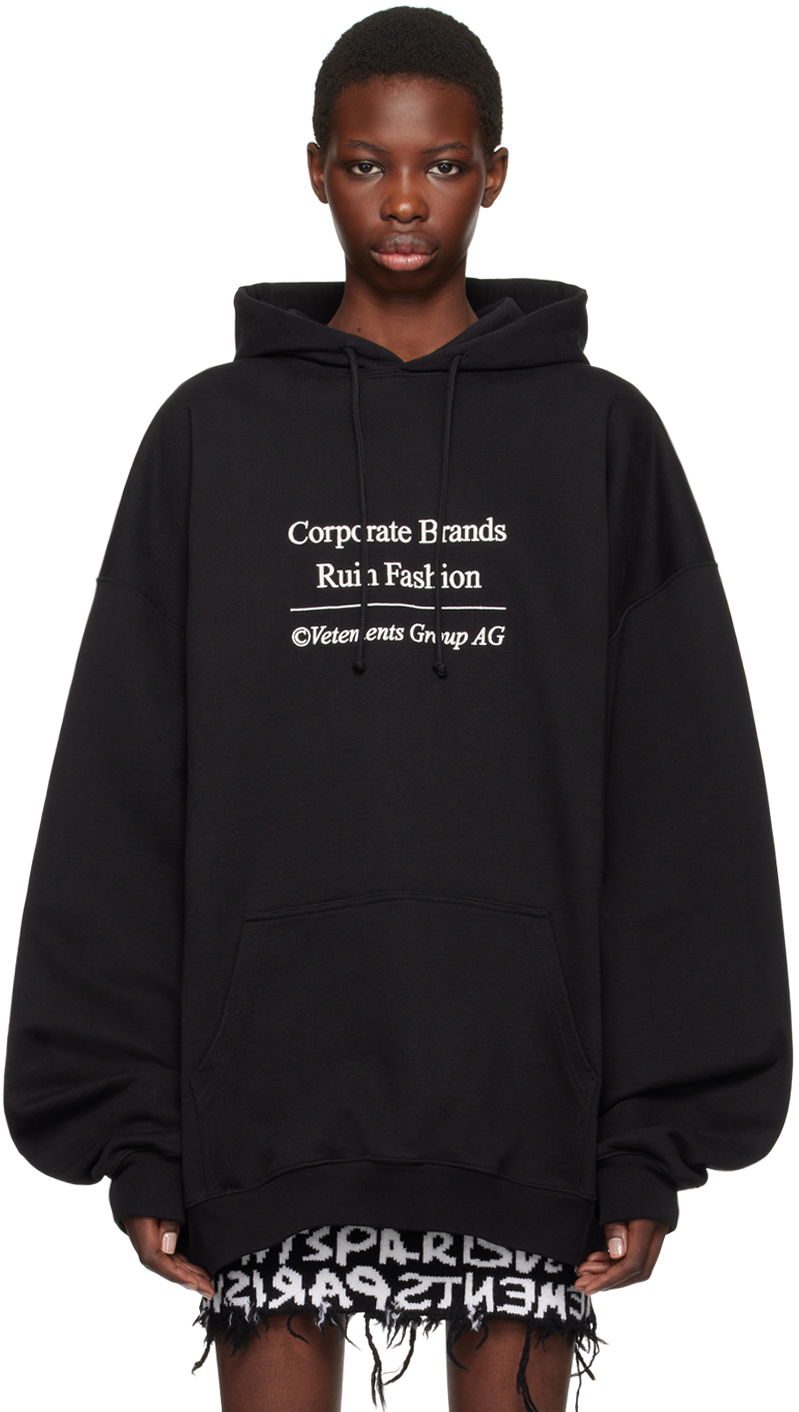 Mikina VETEMENTS Black 'Corporate Brands Ruin Fashion' Hoodie Čierna | UA65HD660B, 0