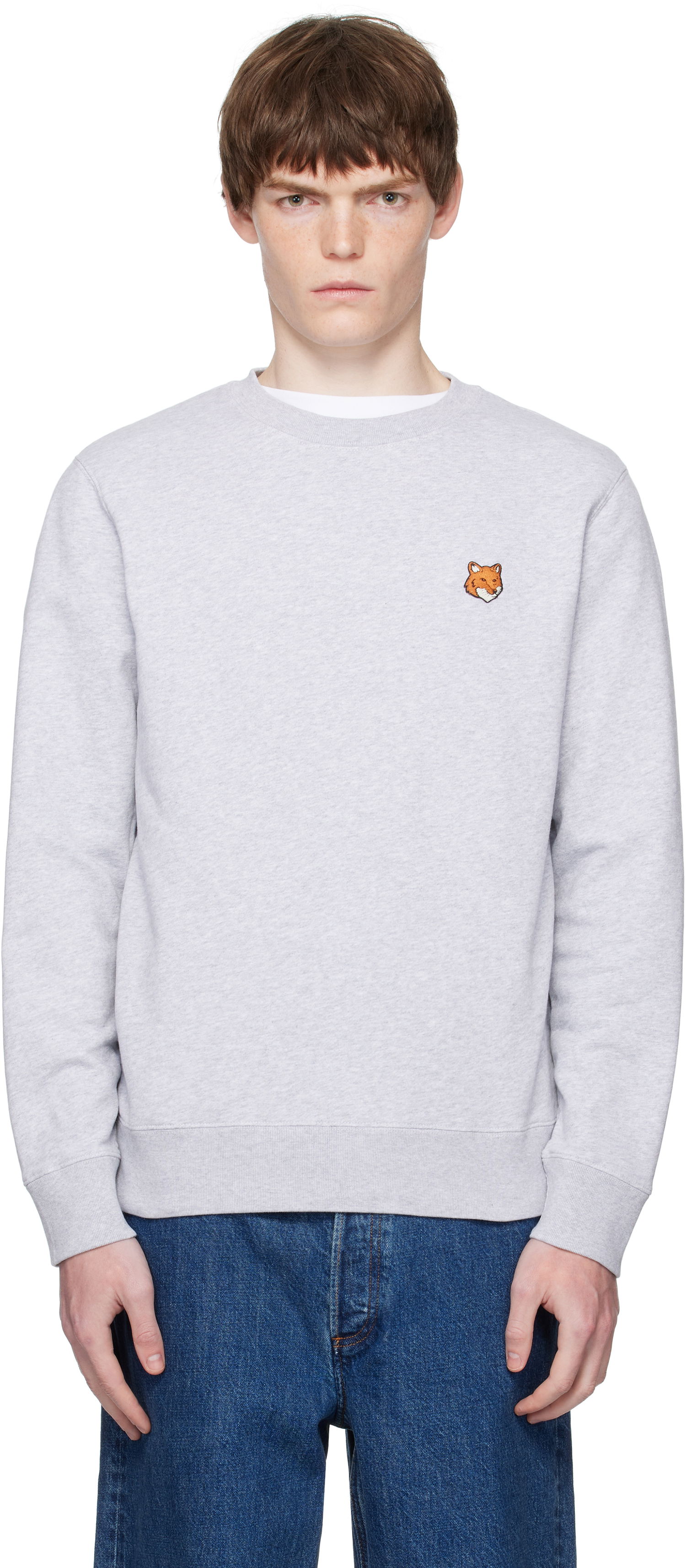 Mikina MAISON KITSUNÉ Maison Kitsuné Fox Head Patch Regular Sweatshirt Šedá | PM00303KM0340, 0