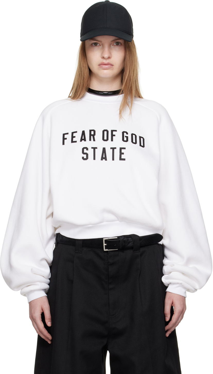 Mikina Fear of God Fear of God ESSENTIALS Fleece Raglan Crewneck Sweatshirt Biela | 192SP257834FW