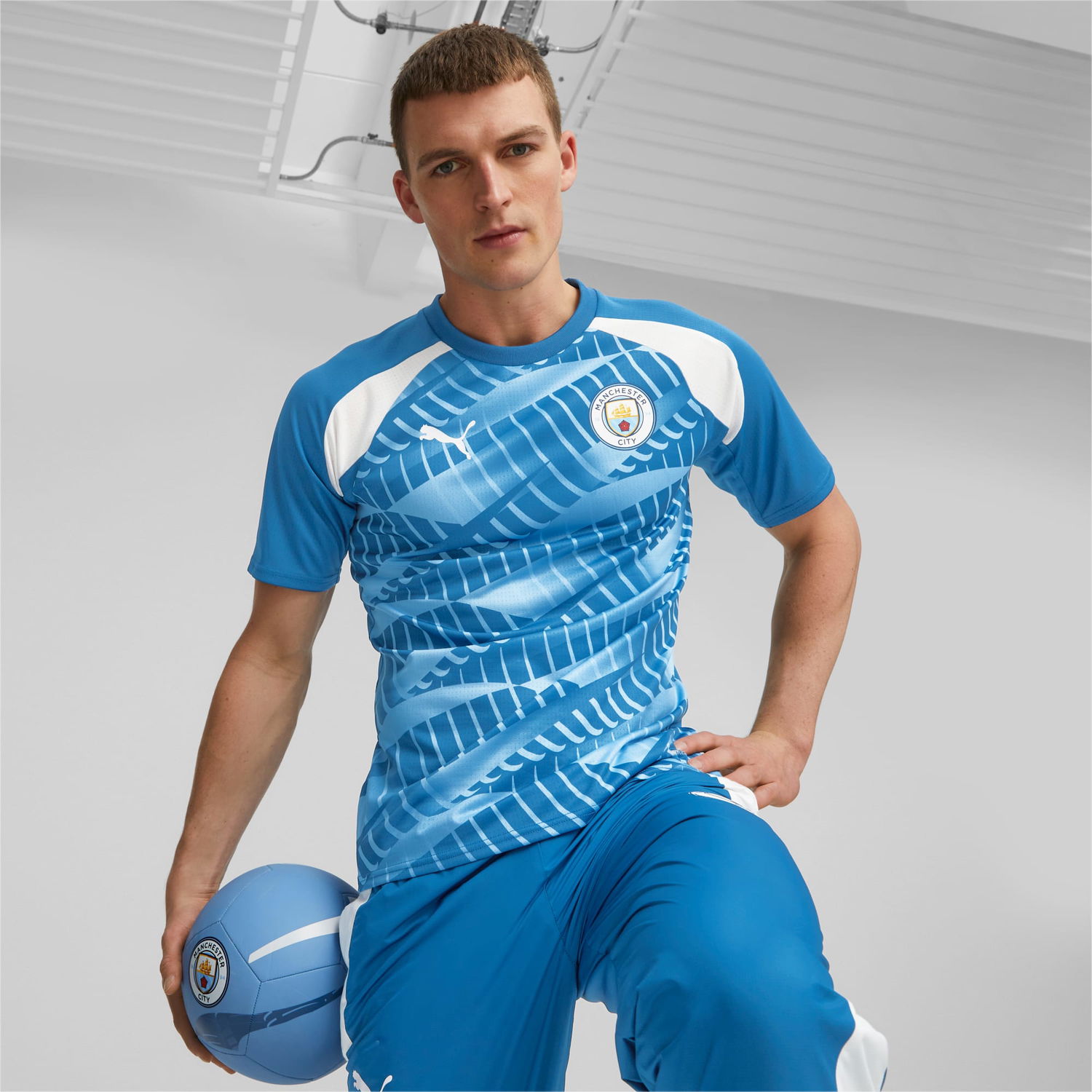 Dres Puma Maglia pre-gara a maniche corte Manchester City F.C. da uomo, Blu/Bianco/Altro Tyrkysová | 772844_10, 0
