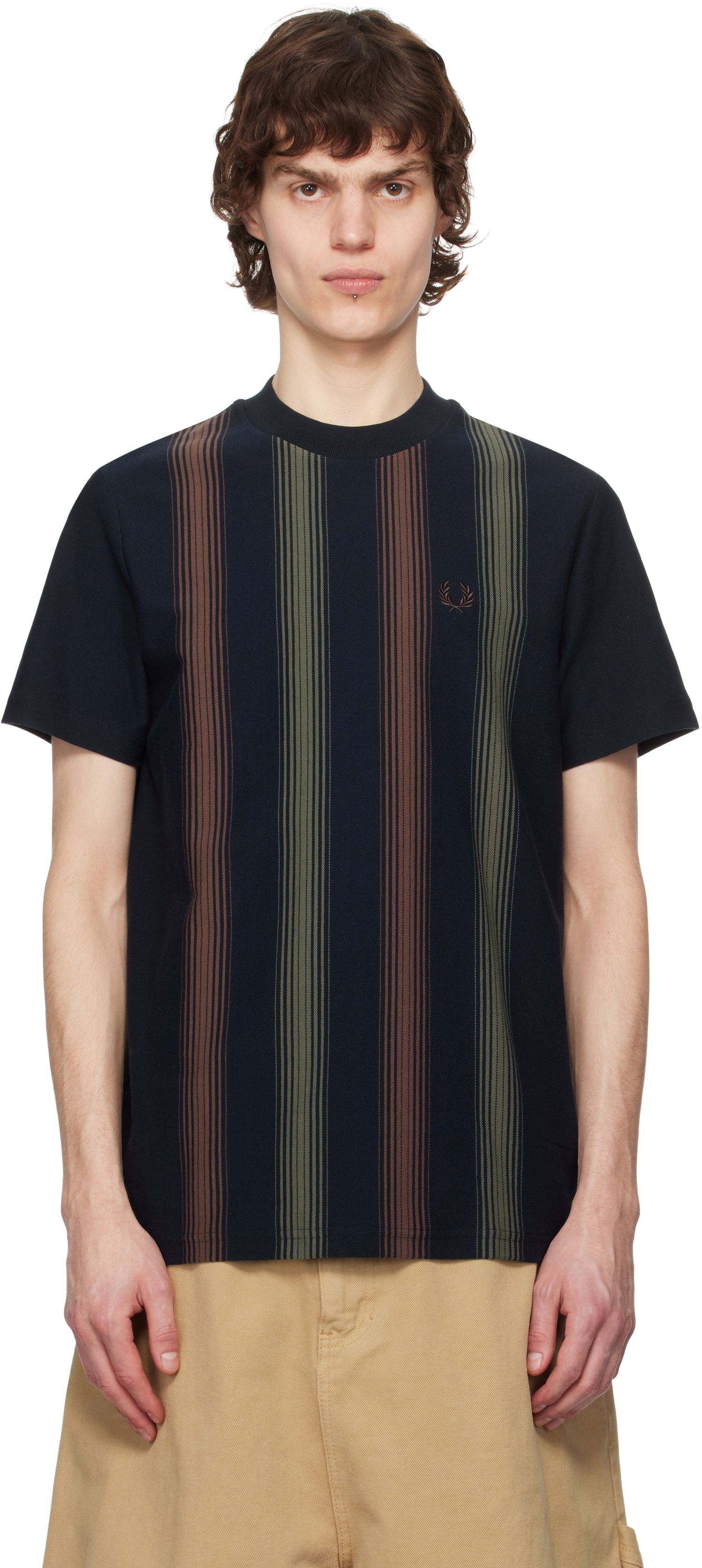 Tričko Fred Perry Fred Perry Striped T-Shirt Navy | M8653, 0