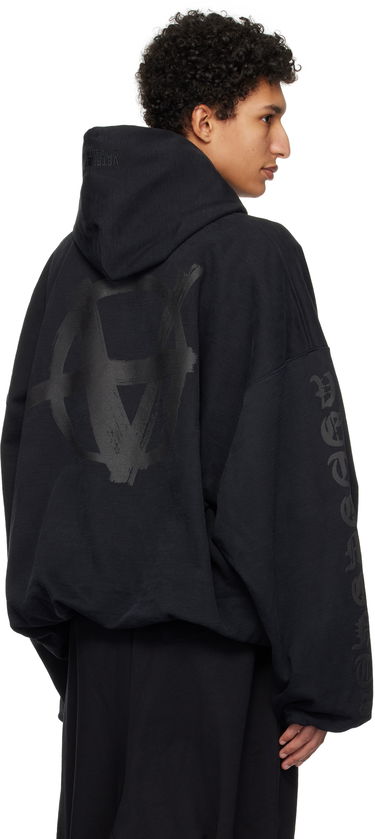 Mikina VETEMENTS Vetements Double Anarchy Cropped Boxy Hoodie Čierna | UA66HD630B, 2