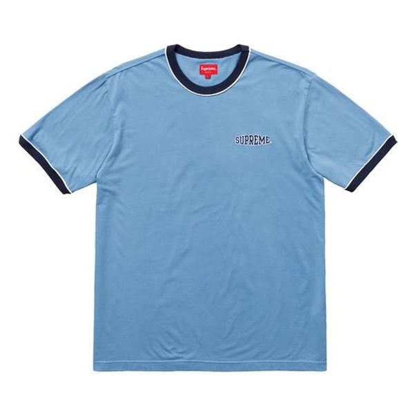Tričko Supreme Piping Ringer Logo T-Shirt Modrá | SUP-SS18-0024
