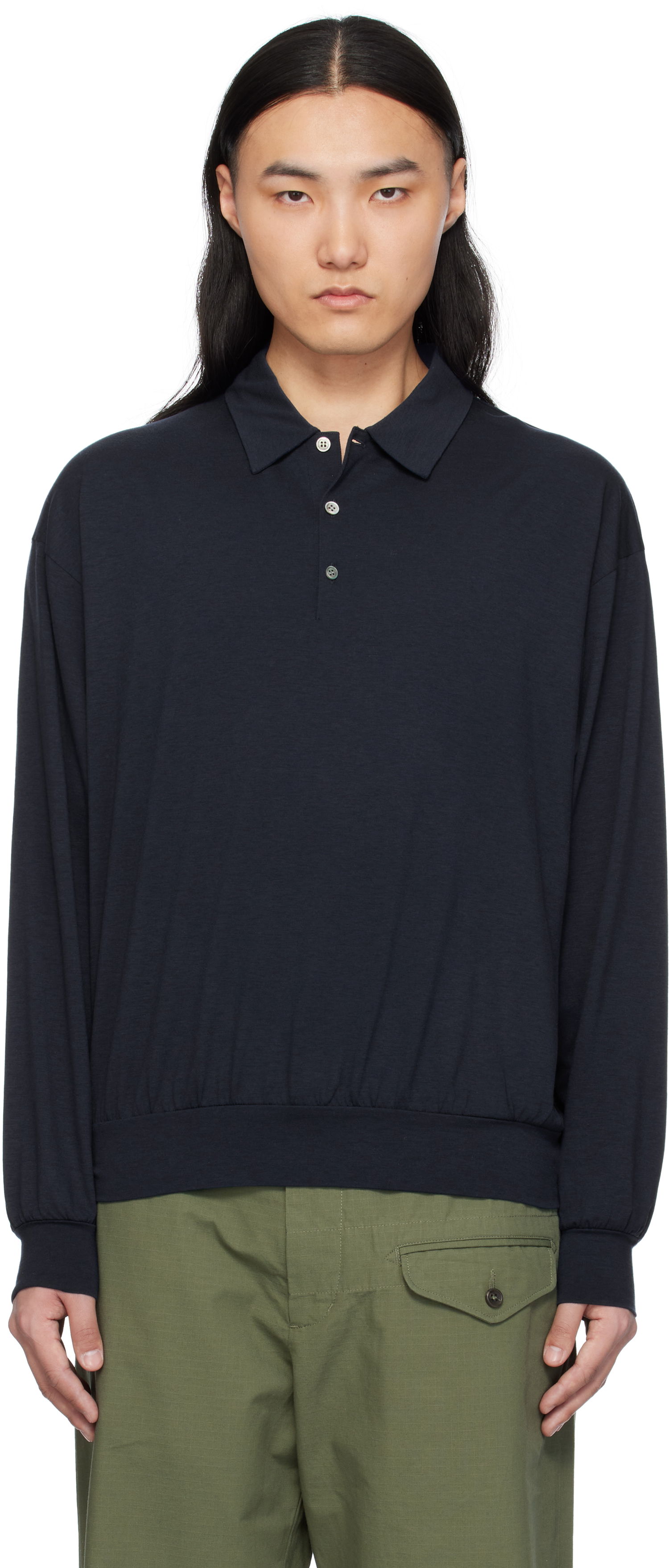 Polo tričko NANAMICA nanamica Wool Long Sleeve Polo Navy | S25SH101U, 0