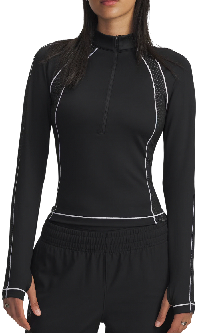 Tričko Under Armour ColdGear Textured 1/2 Zip Long Sleeve Performance Top Čierna | 6003998-003