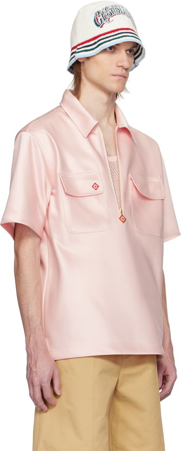 Polo tričko Casablanca Casablanca Satin Quarter Zip Shirt Ružová | MS25-SH-154-02, 1