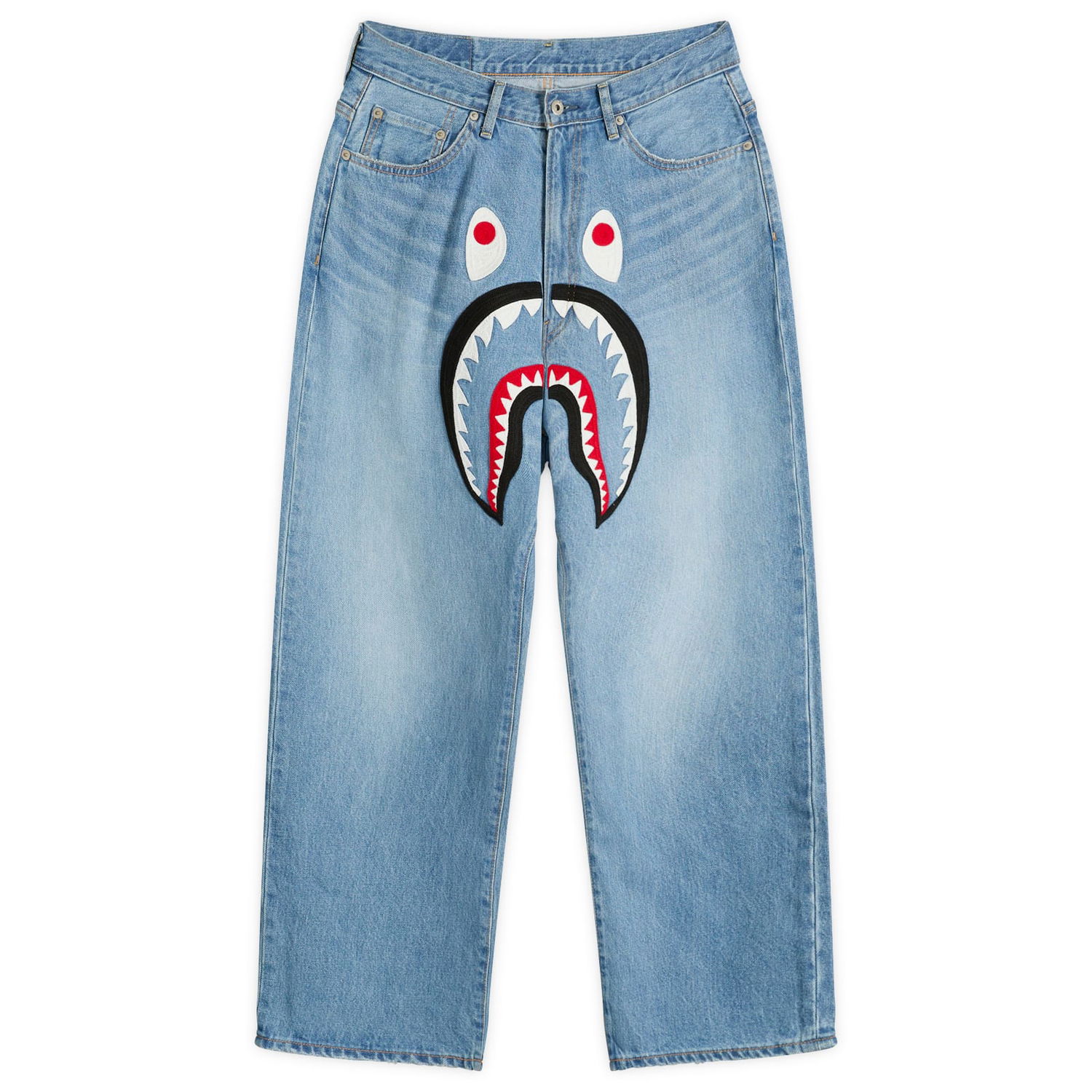 Džínsy BAPE A Bathing Ape Shark Loose Fit Jeans, Size Small Modrá | 001DPL801006M-IND, 0