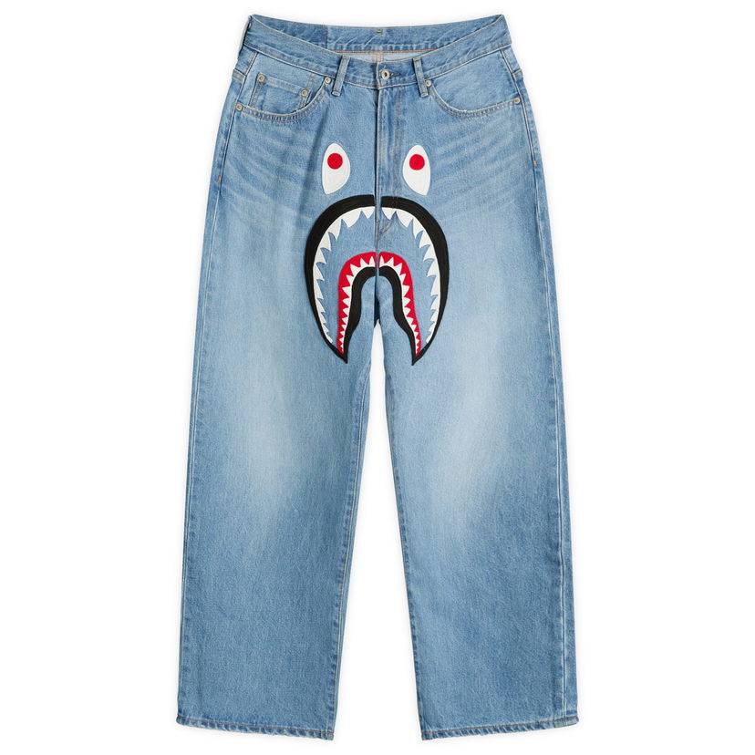 Džínsy BAPE A Bathing Ape Shark Loose Fit Jeans, Size Small Modrá | 001DPL801006M-IND