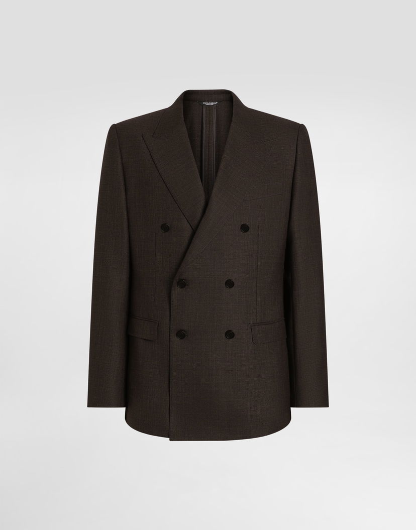 Bunda Dolce & Gabbana Dolce & Gabbana Double-breasted Taormina Wool Jacket Hnedá | G2NW1TFU25ES8230