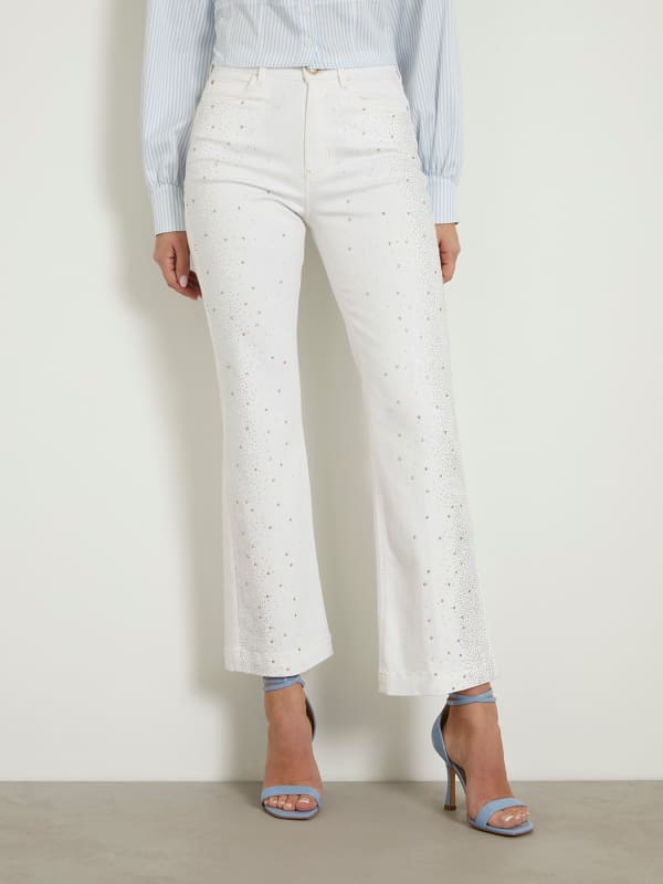 Nohavice a džínsy GUESS High Rise Flare Denim Pant Biela | W4GA0UD4PV4