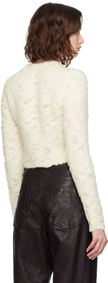 Sveter Acne Studios Acne Studios Bow Cropped Wool Cardigan Biela | A60572-, 2