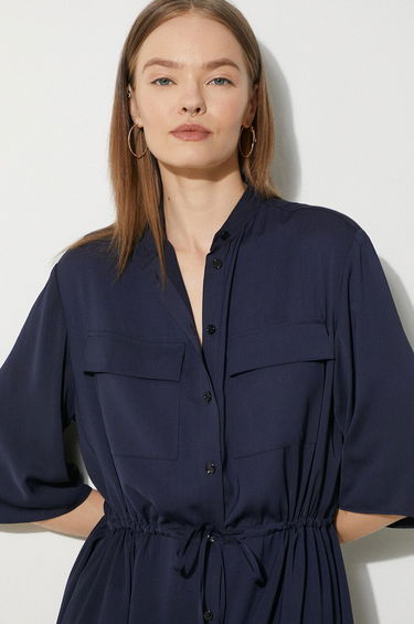 Šaty MAISON KITSUNÉ Maison Kitsuné Double Pocket Mini Dress Navy | MW01607WF0022, 4