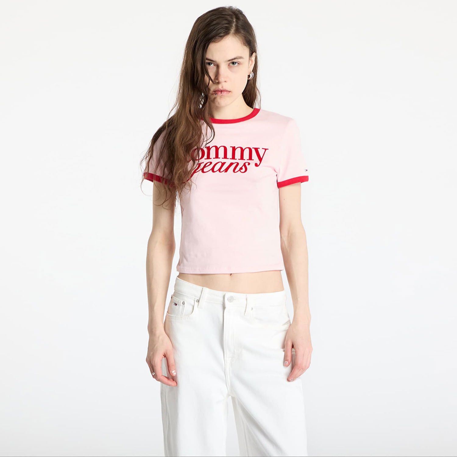 Crop Top Tommy Hilfiger Tommy Jeans Slim Script Crop T-Shirt Ružová | DW0DW20631 TH3, 0
