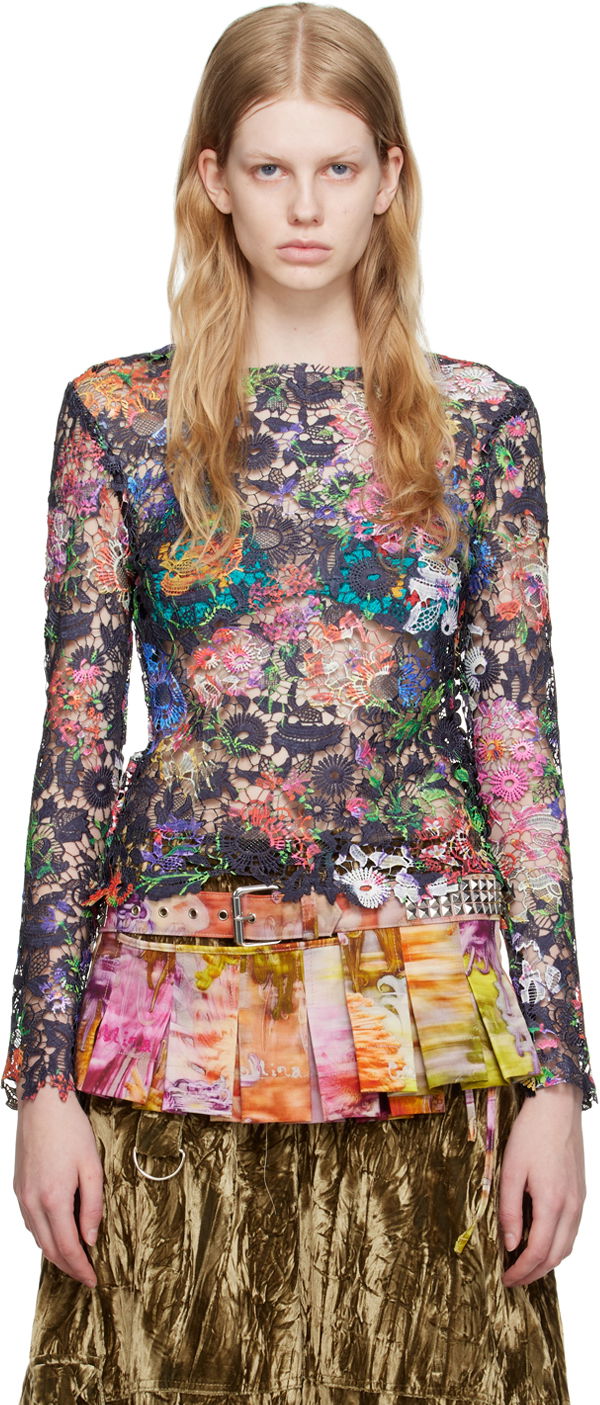 Sveter Collina Strada Collina Strada Gardenia Floral Lace Long Sleeve Top Rôznofarebný | XX3256 FLORAL CROCHET, 0