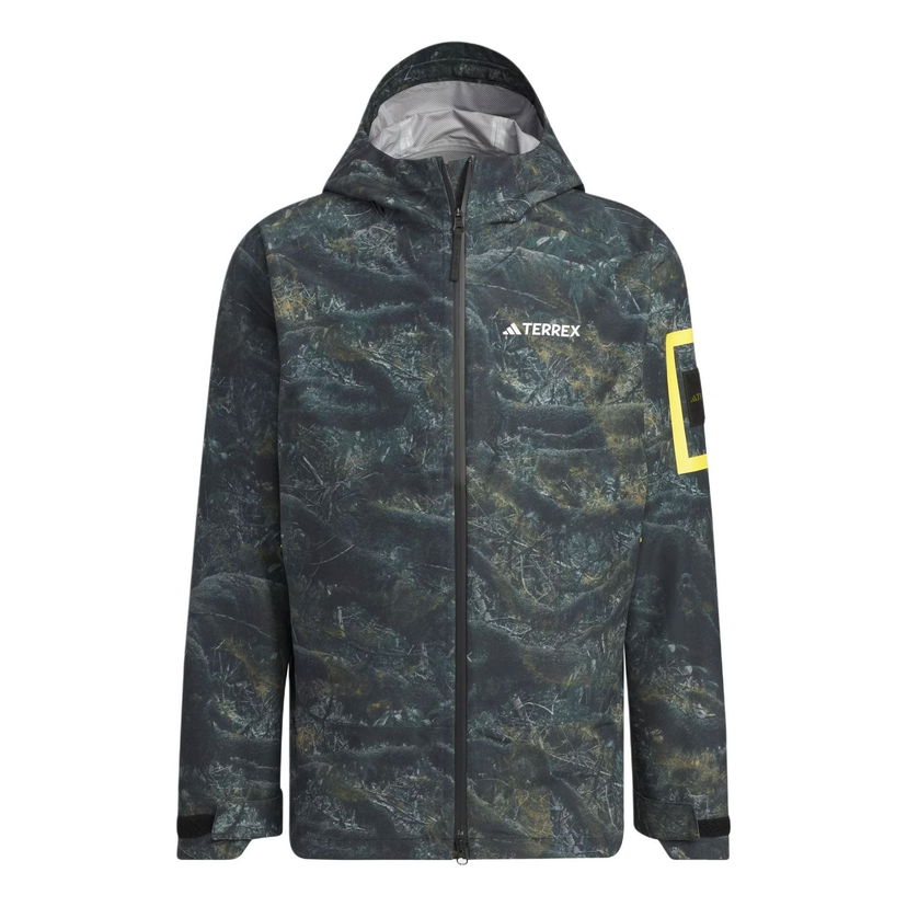 Pláštenka adidas Originals National Geographic Allover Print RAIN.RDY Jacket Zelené | IS9511