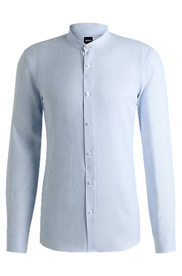 Košeľa BOSS Slim Fit Linen Blend Twill Shirt Modrá | 50539233, 0