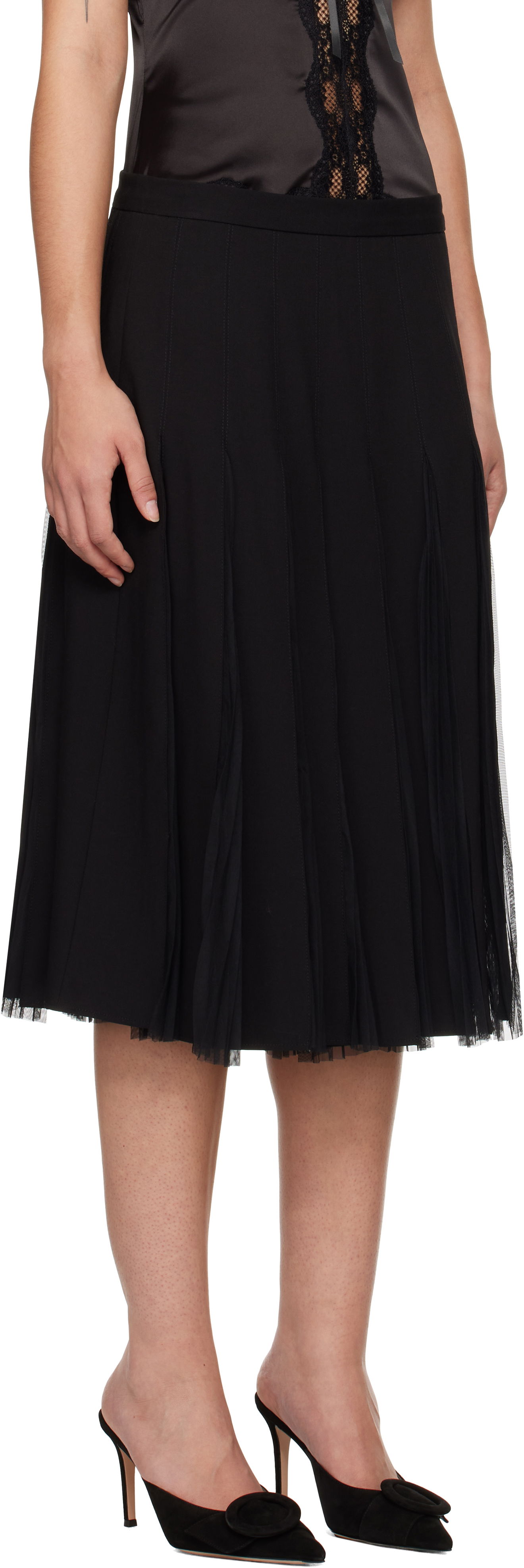 Sukňa GUIZIO Guizio Gibson Chiffon Pleated Midi Skirt Čierna | H24305W115, 1