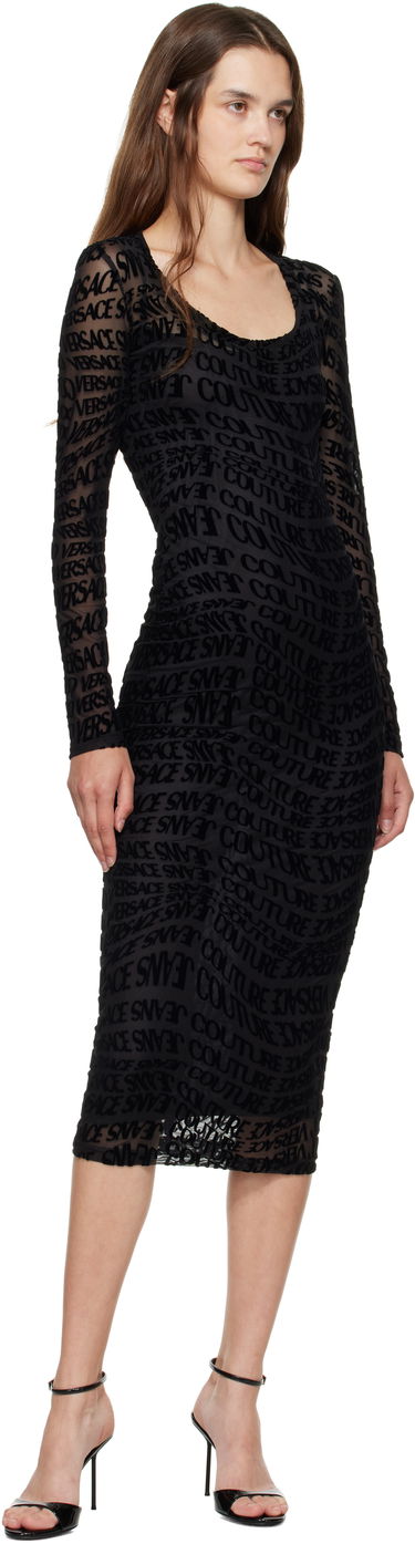 Šaty Versace Versace Jeans Couture Flock Liquify Tulle Midi Dress Čierna | E79HAO920_EJS490, 3