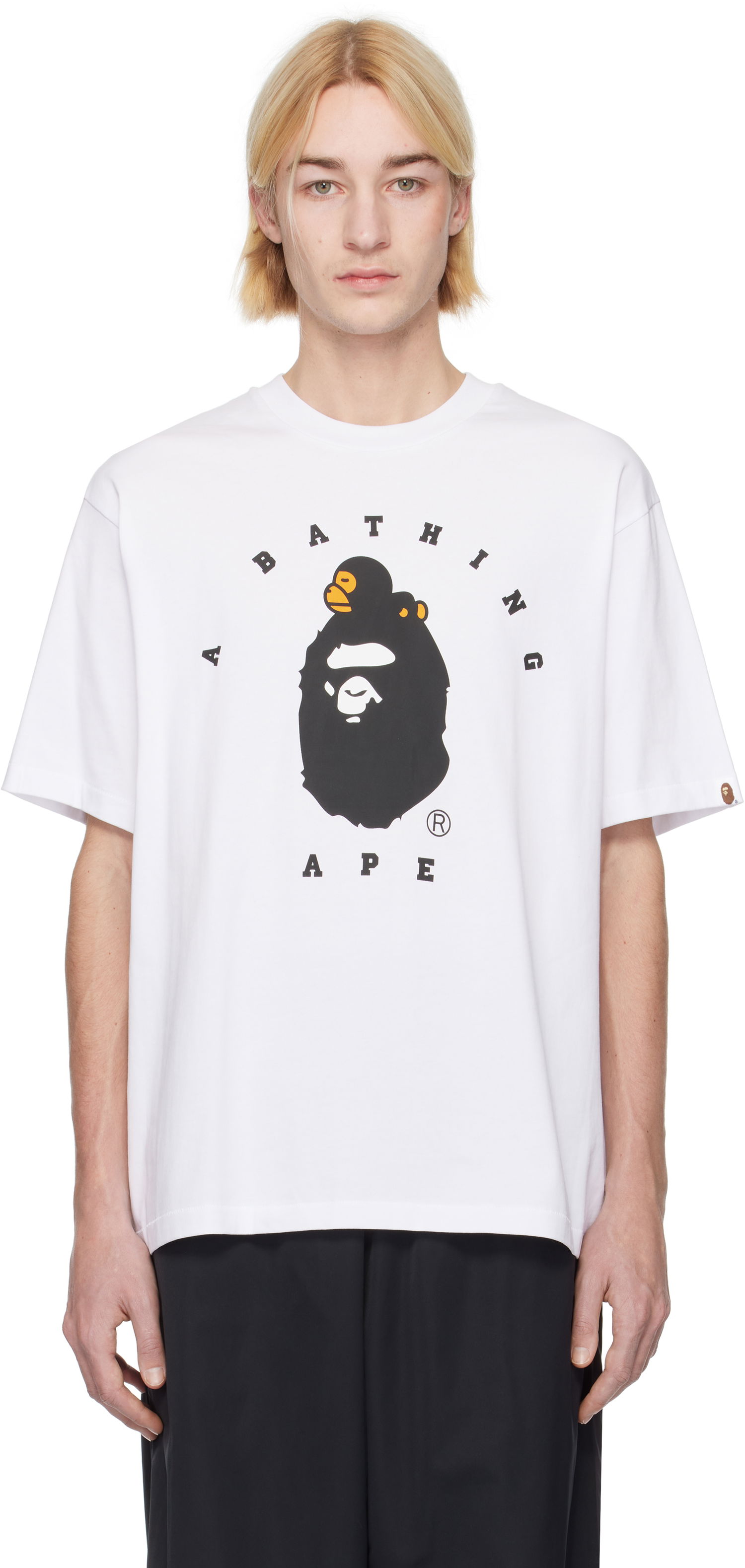 Tričko BAPE Milo College Graphic Relaxed Fit T-Shirt Biela | 002TEK801301M, 0
