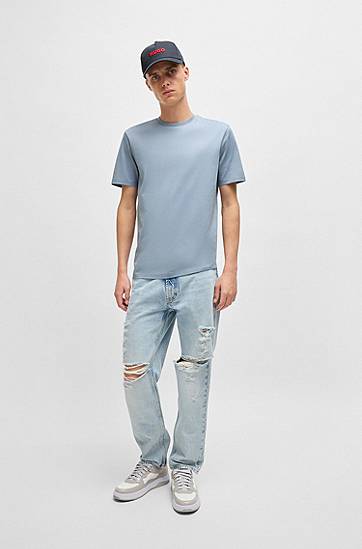 Tričko BOSS Slim-Fit Mercerized Cotton Tee Modrá | 50542969, 1