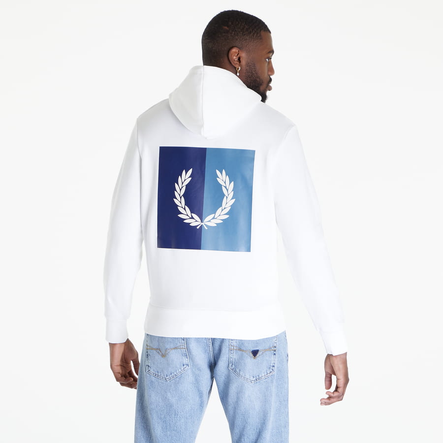 Mikina Fred Perry Laurel Wreath Hooded Sweatshirt Biela | M4624 129, 1