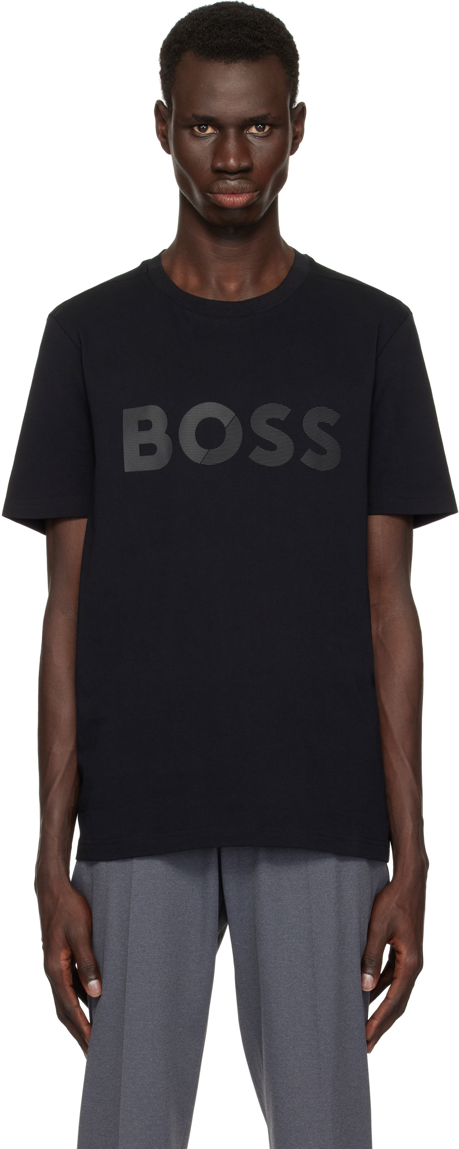 Tričko BOSS Cotton-Jersey Large Logo T-Shirt Čierna | 50530990, 0