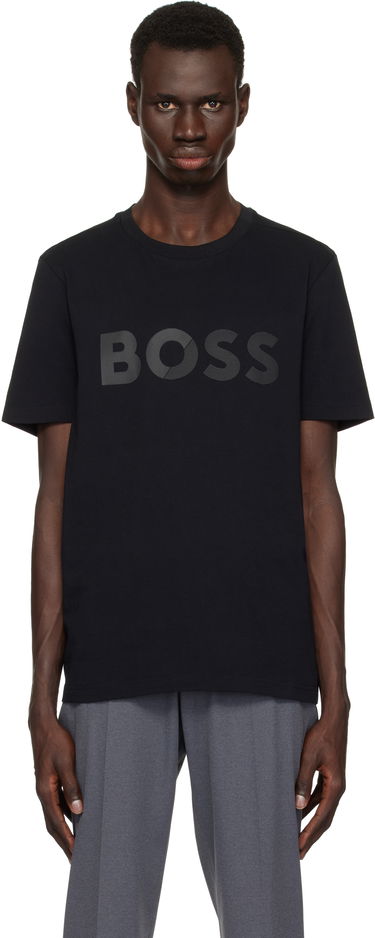 Tričko BOSS Cotton-Jersey Large Logo T-Shirt Čierna | 50530990, 0